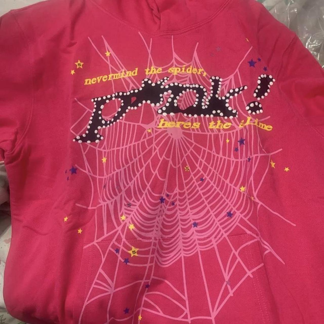 Spider Worldwide Men's Black and Pink Hoodie | Depop