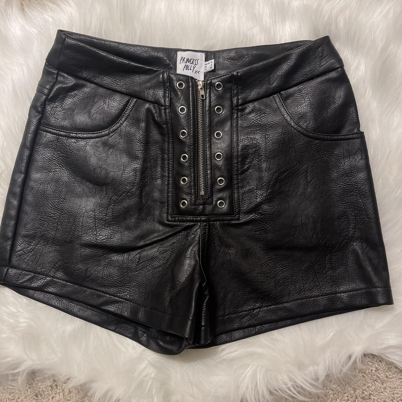 never worn black leather shorts from princess polly! - Depop