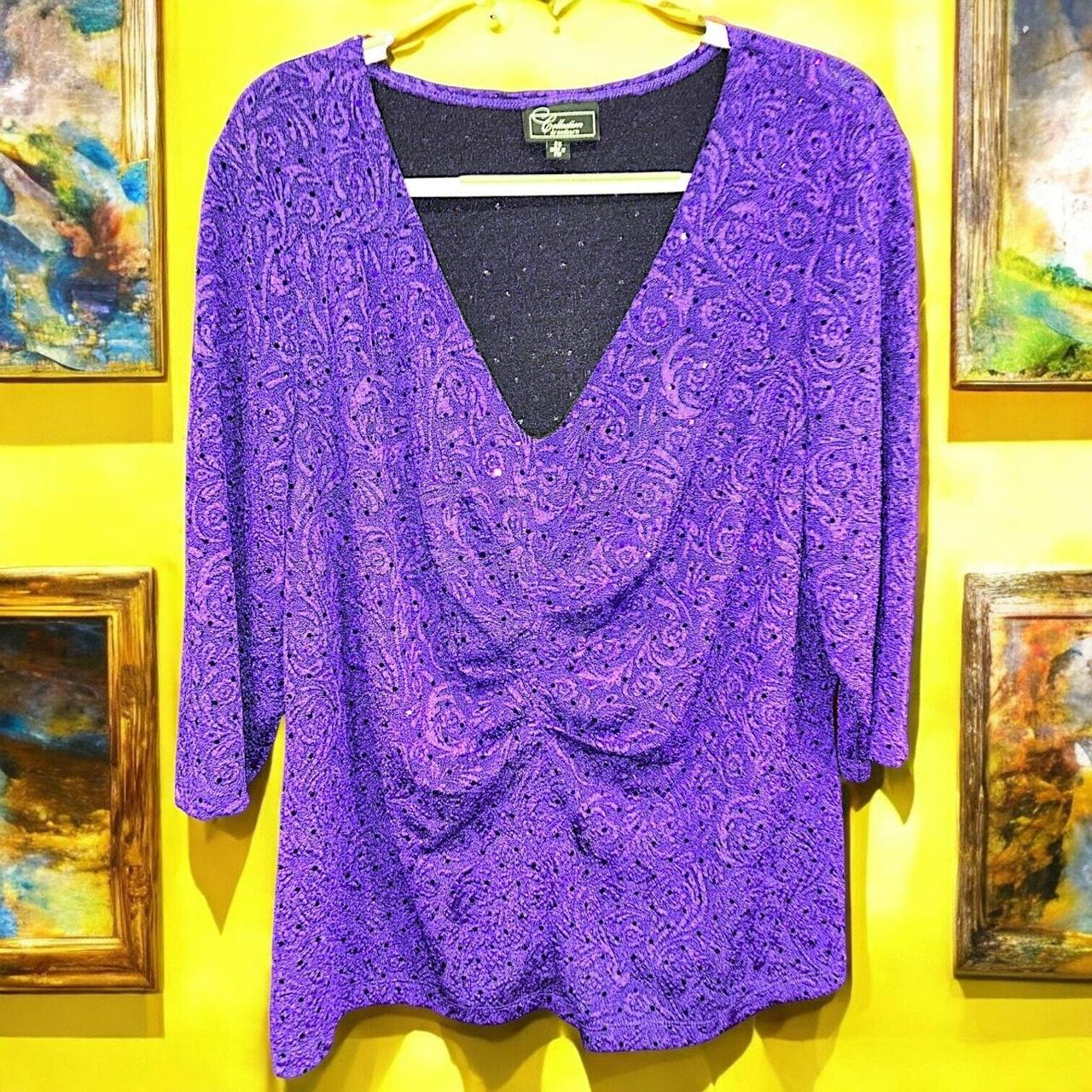 Collection Dressbarn Purple Sequins Textured Pattern