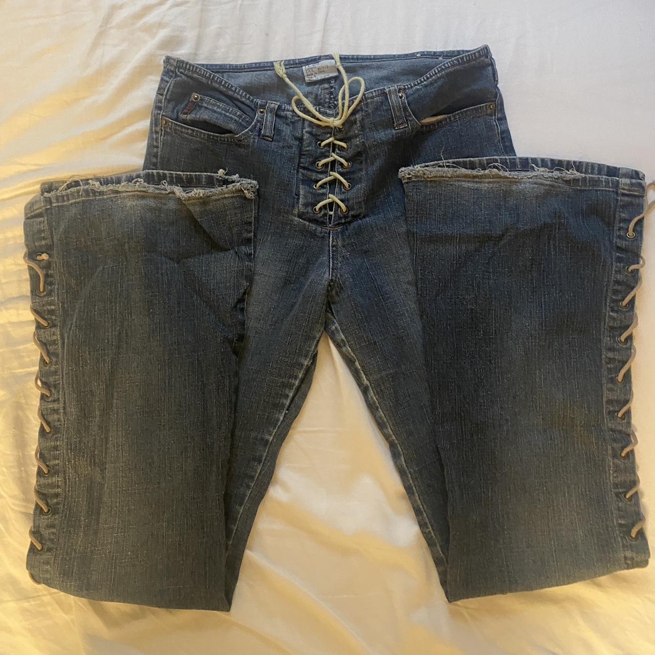 Mudd Jeans Low Rise Lace Up Jeans Mudd Vintage Y2K Lace Up Low