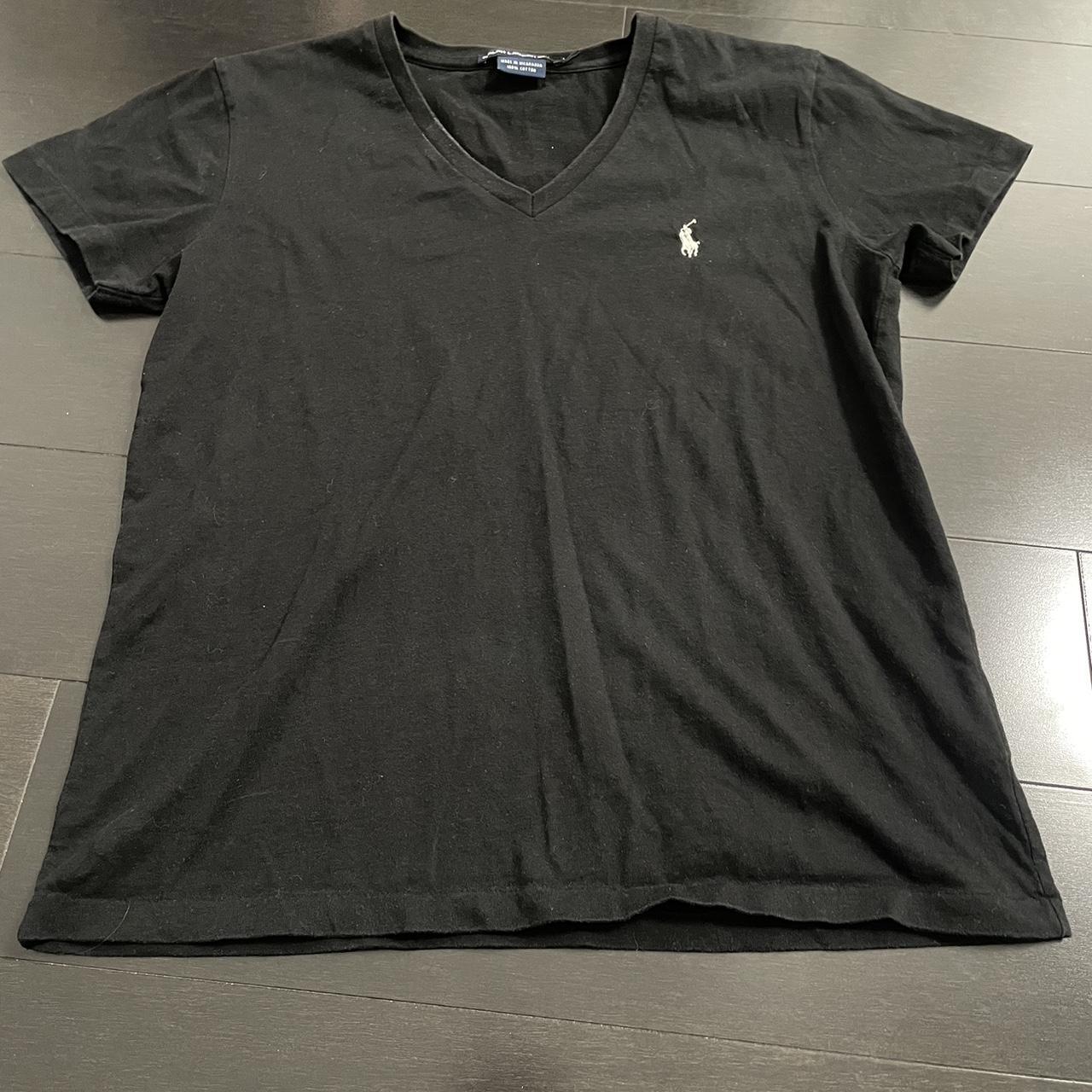 Black v neck Ralph Lauren shirt size medium 🌚 - Depop