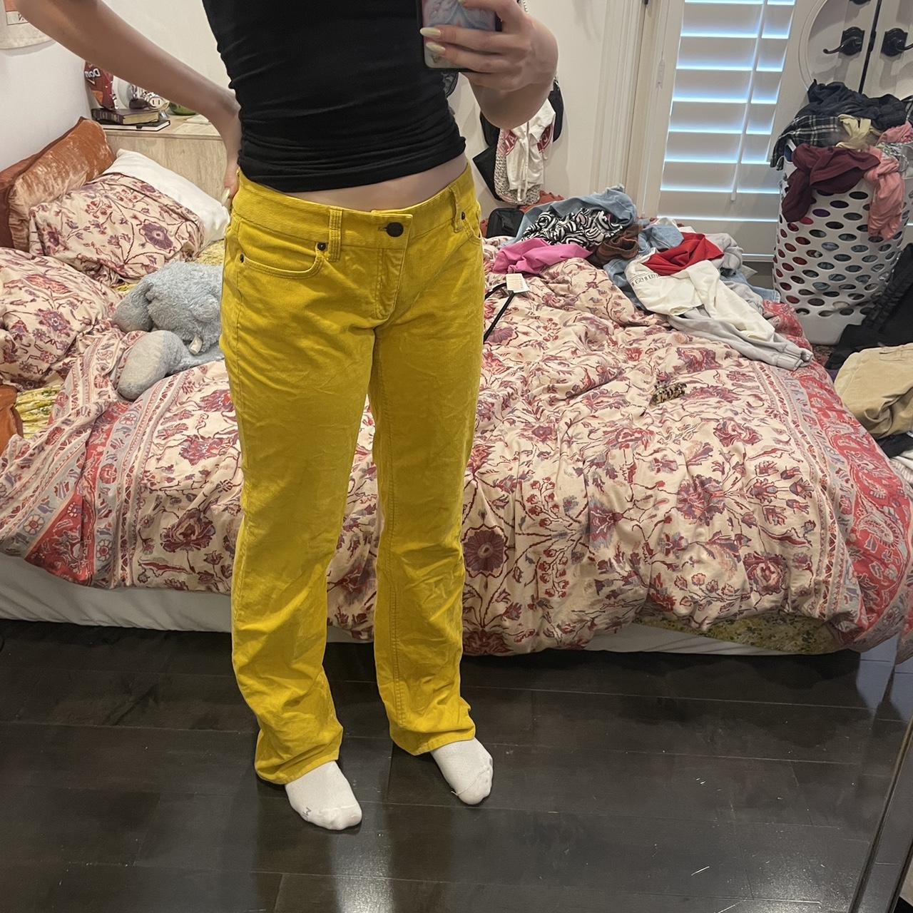 J crew yellow corduroy flared pants size small /4 💛 Depop
