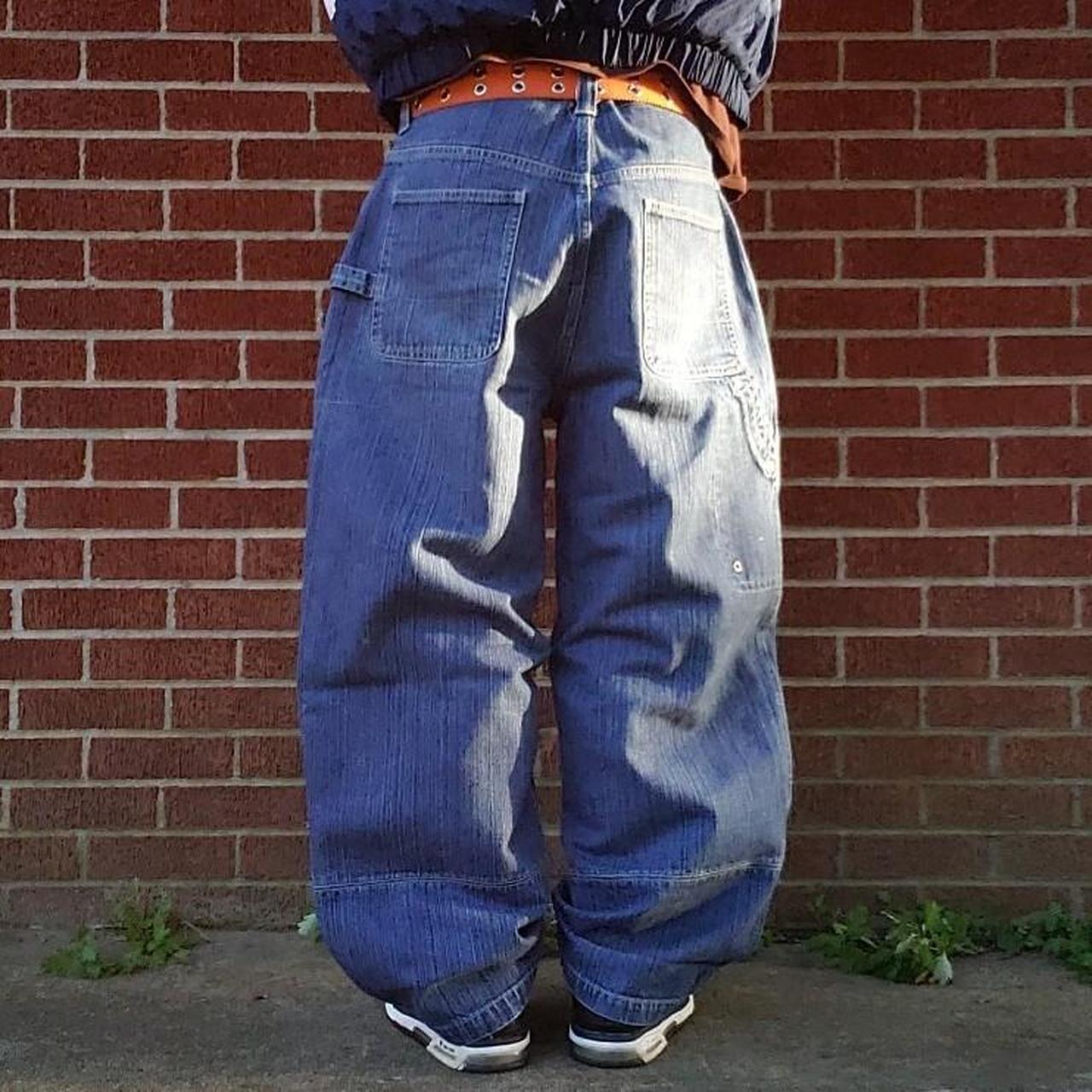 No Boundaries baggy vertical weave tech jeans... - Depop