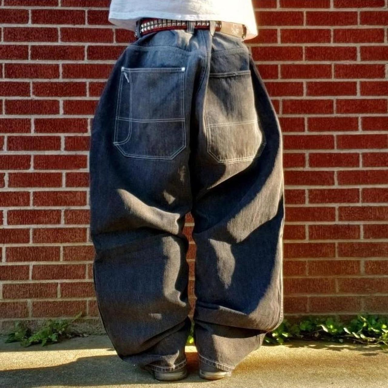 Huge baggy grunge gray Source Jeans denim pants... - Depop