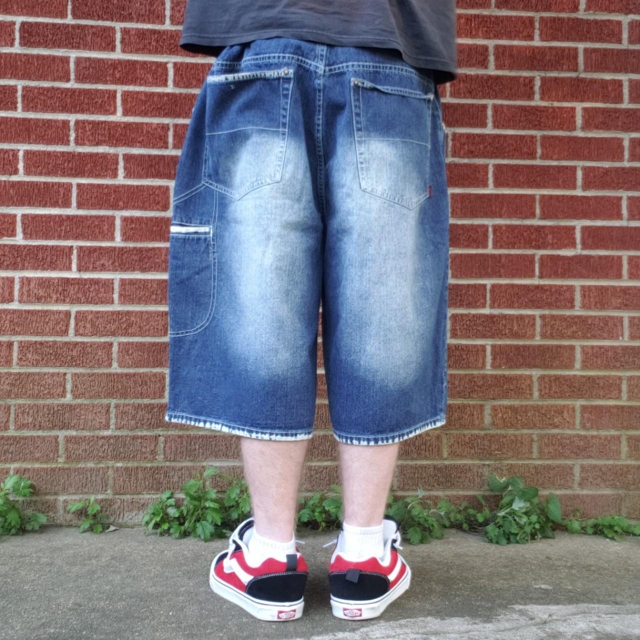 Grunge y2k hiphop baggy oversized skater jean shorts... - Depop