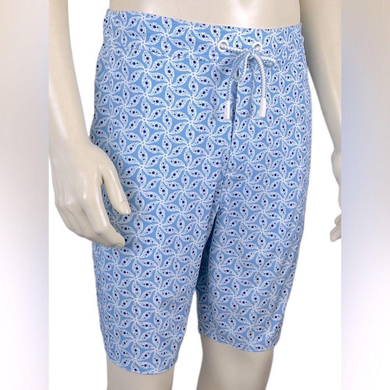 JENNIE-ELLEN Men's Blue and White Swim-briefs-shorts