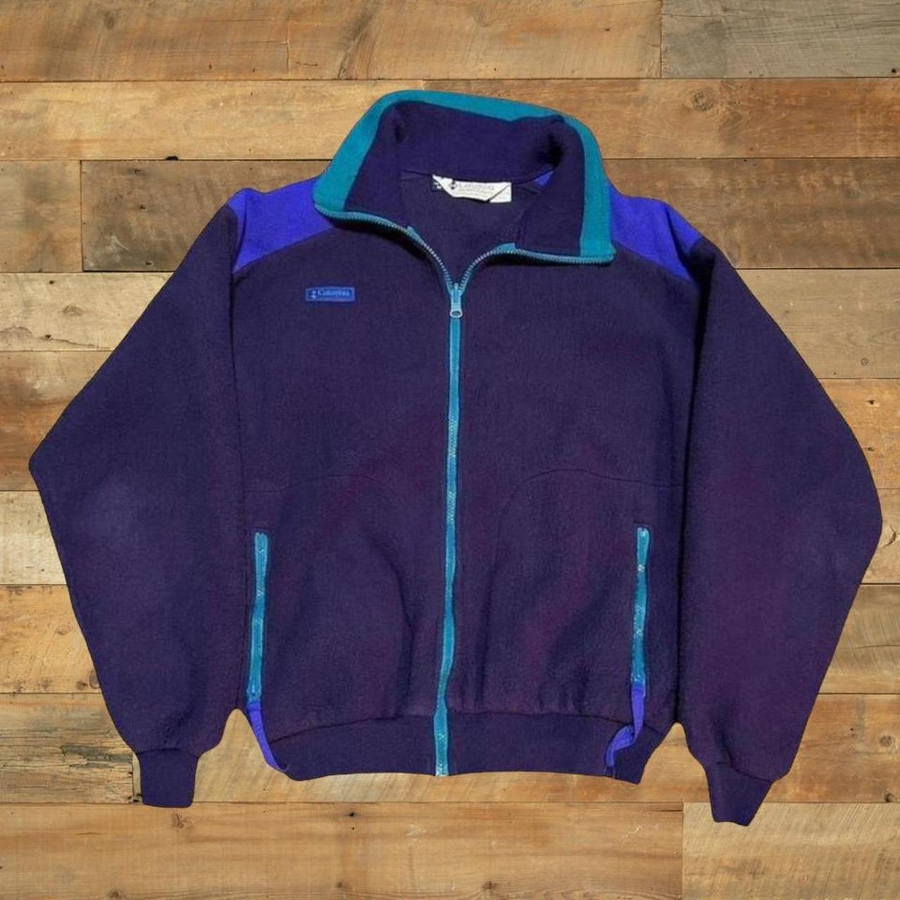 Vintage Columbia Fleece Zip Up Jacket Multicolor... Depop