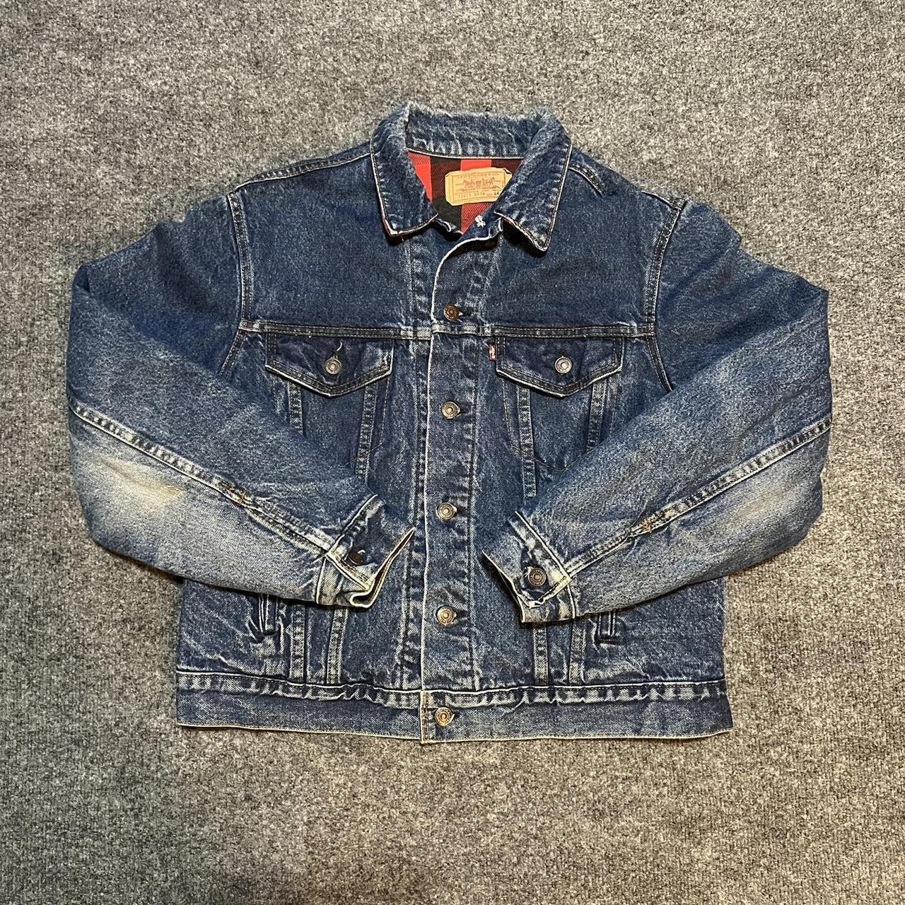 vintage levi's denim jacket with big patch on the - Depop