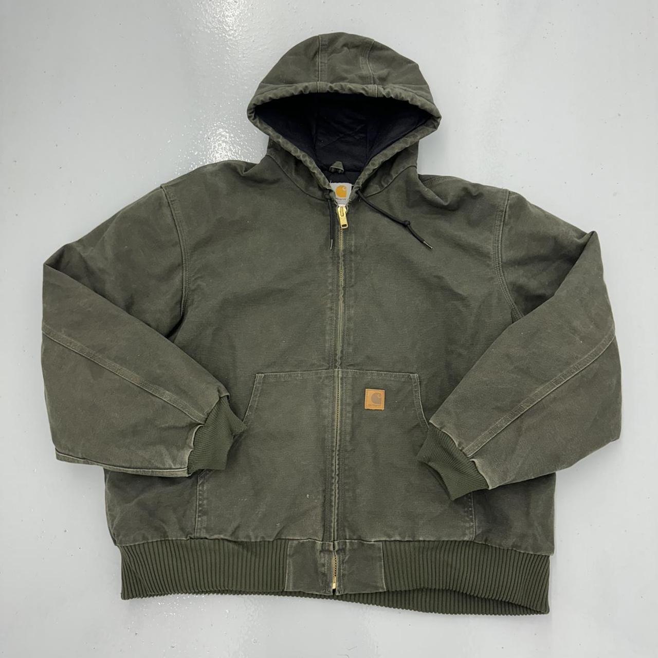 Moss Green Carhartt Hooded Duck Canvas Workwear... - Depop