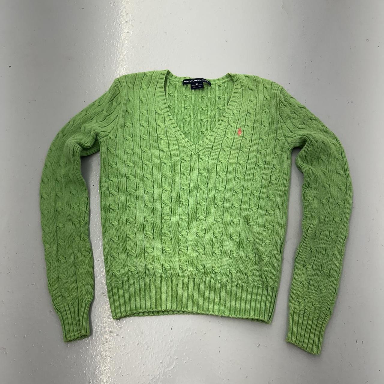 Lime green cable knit sweater hotsell