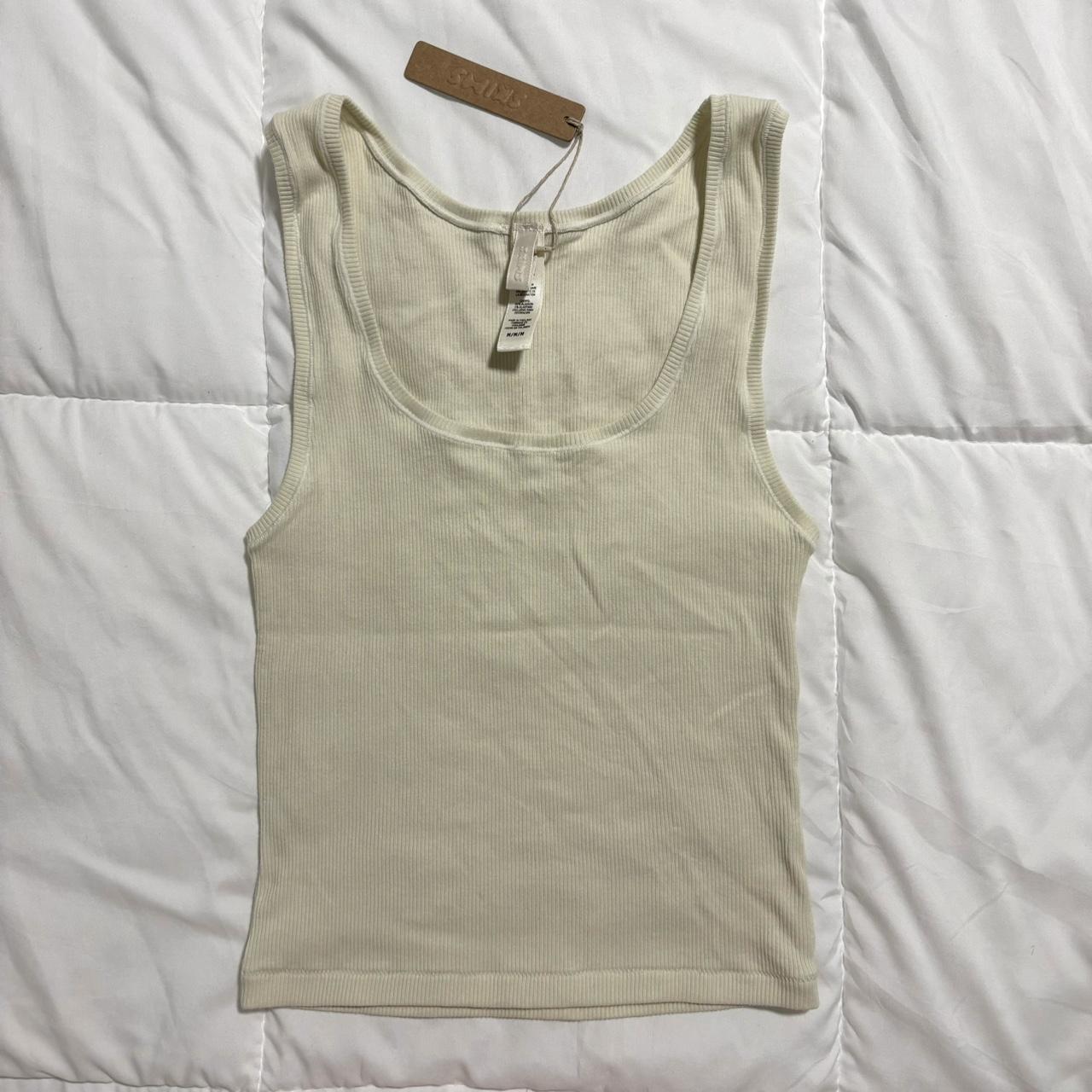 Skims cotton rib tank in bone New with tags Never... - Depop