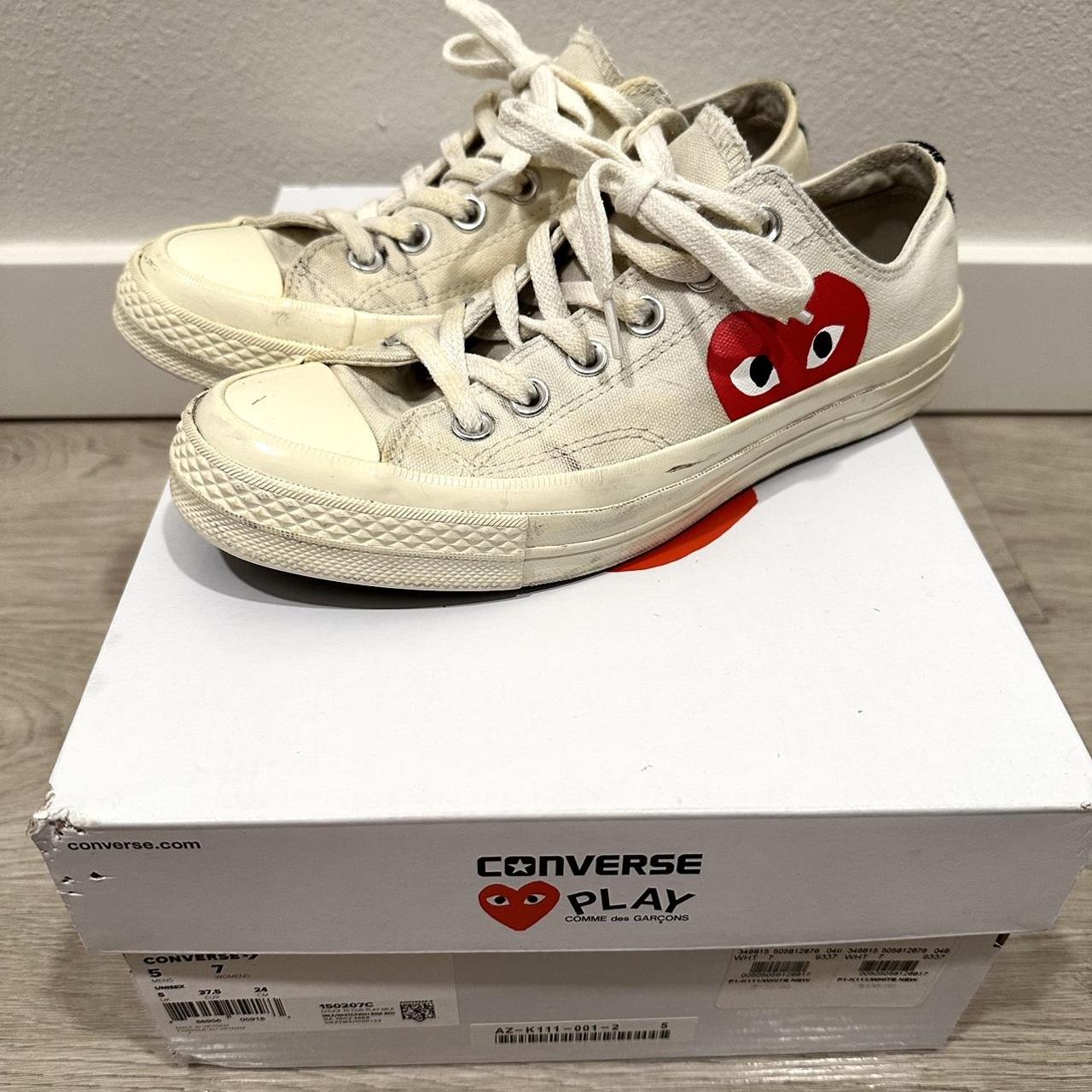Comme des Garçons Play Women's White and Red Trainers