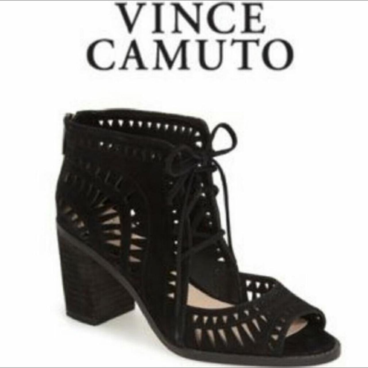 NWOB Vince Camuto Black Leather Block Heels; Size: - Depop