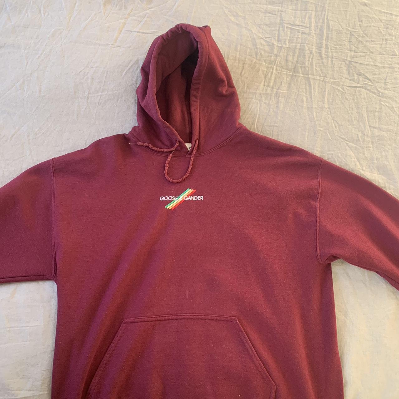 Rare Burgundy Goose Gander Hoodie Size L Open to Depop