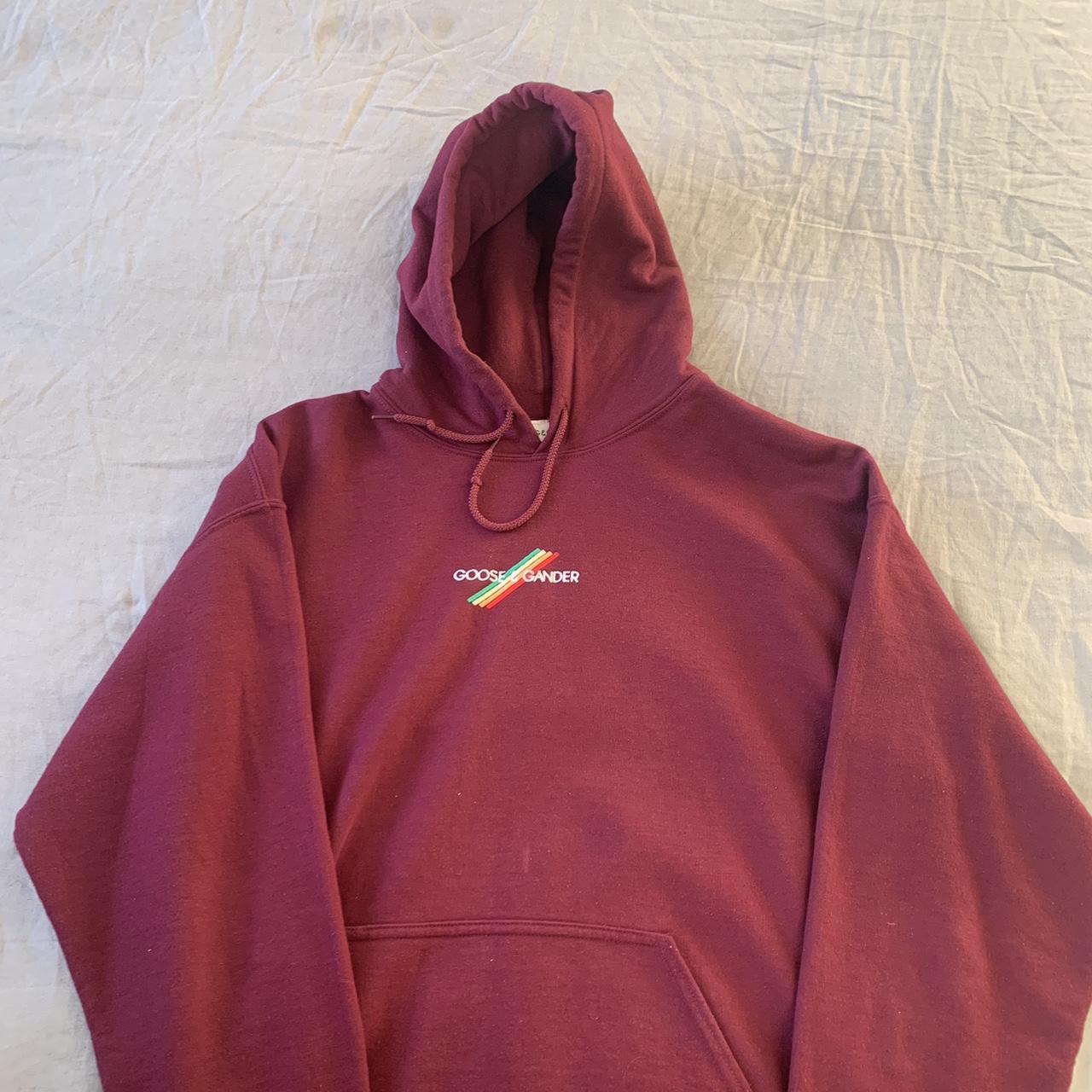 Rare Burgundy Goose Gander Hoodie Size L Open to Depop