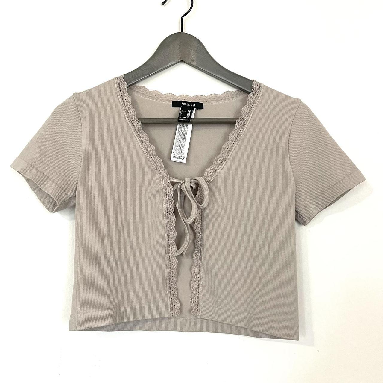 Forever 21 Top Tan Grey size Small Medium Cute. Depop