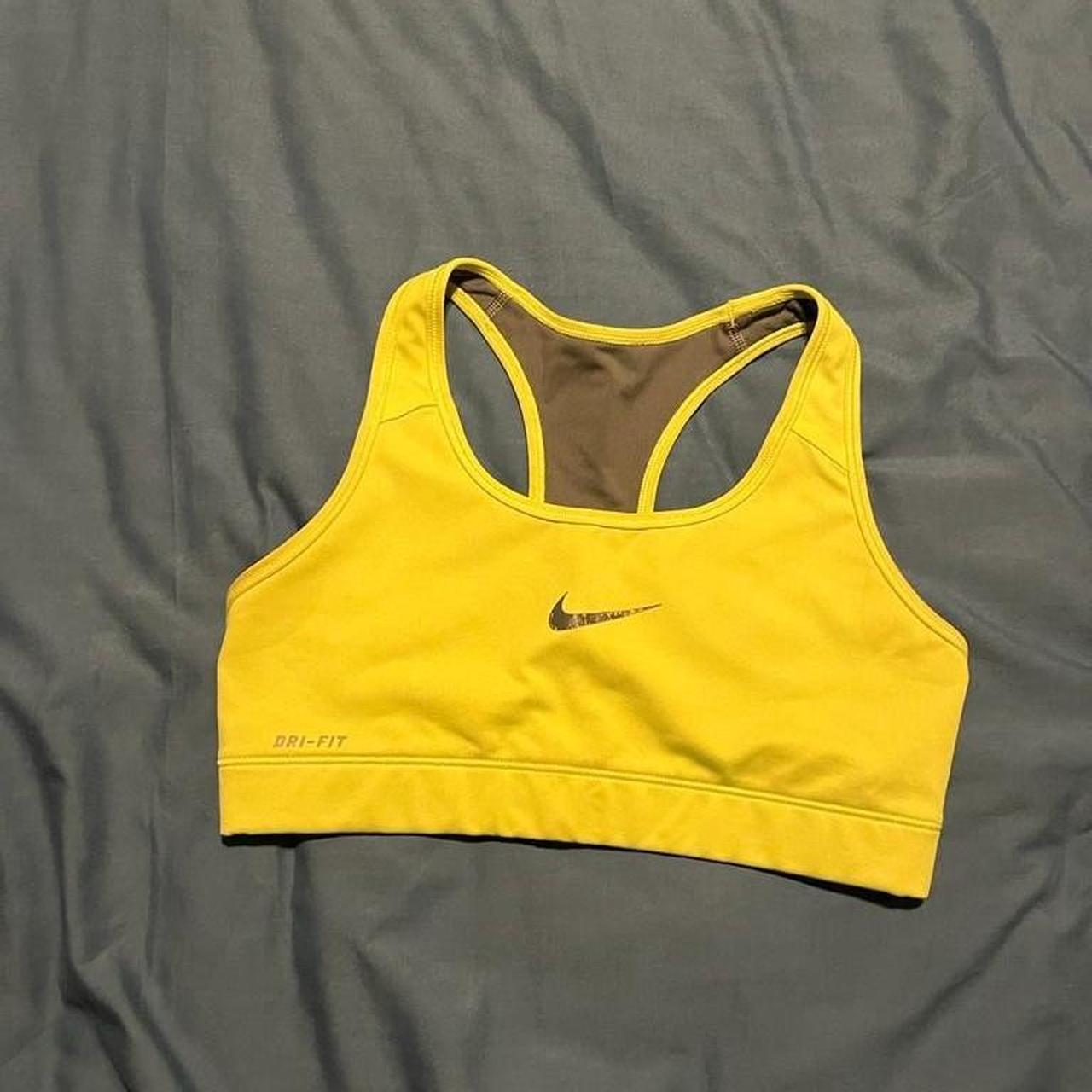 Nike Women's Yellow Crop-top | Depop