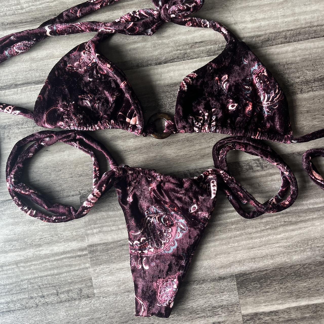 Handmade velvet bikini XS/S Designer is... - Depop