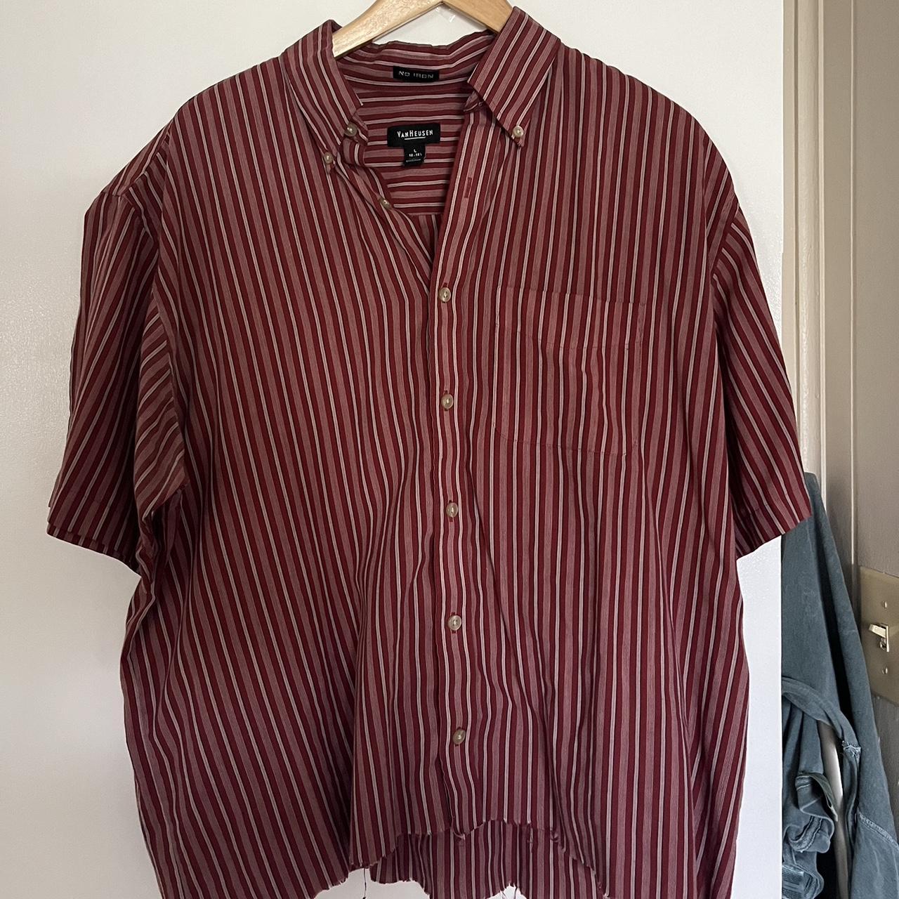 Van Heusen Men's Red and Burgundy Shirt