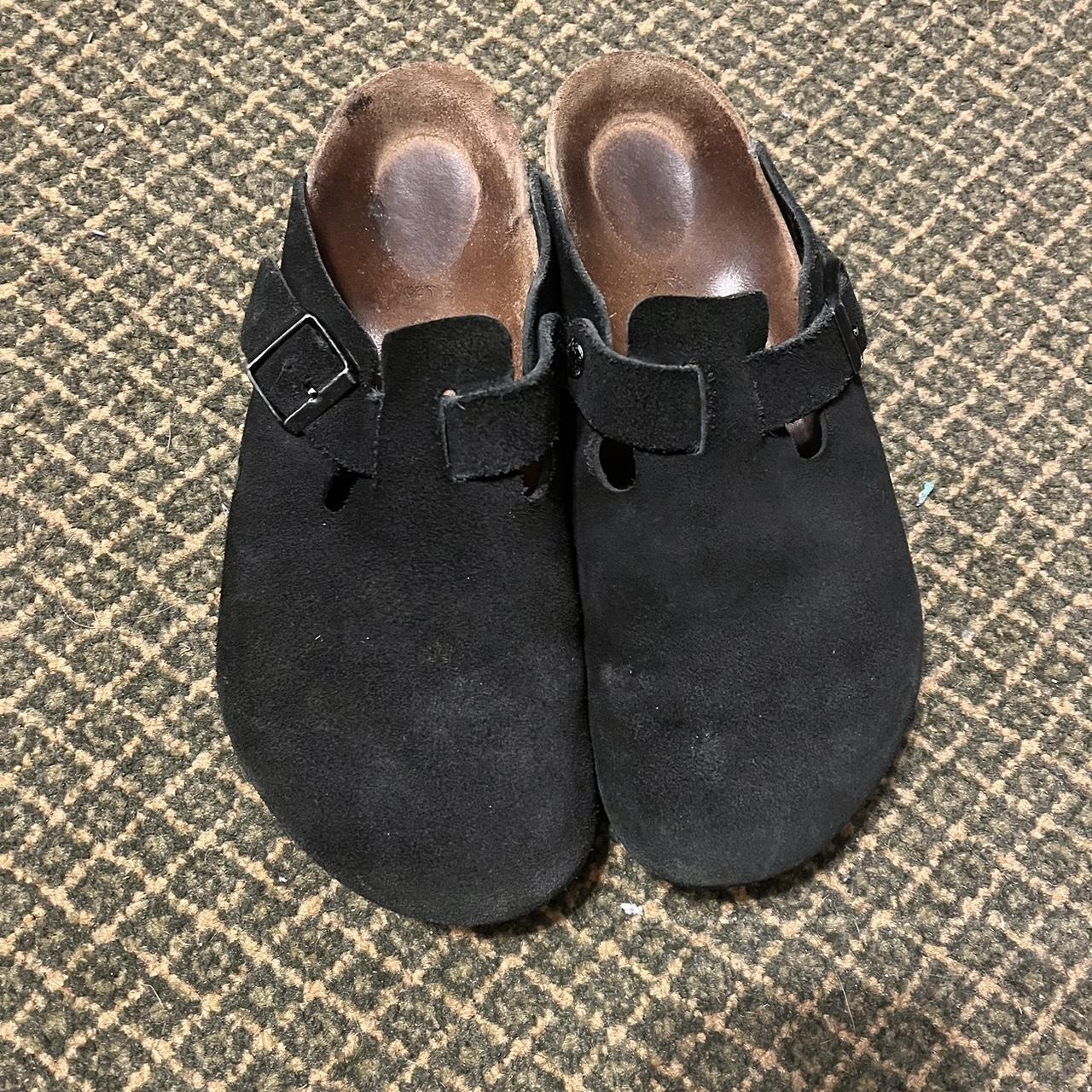 suede birkenstocks black