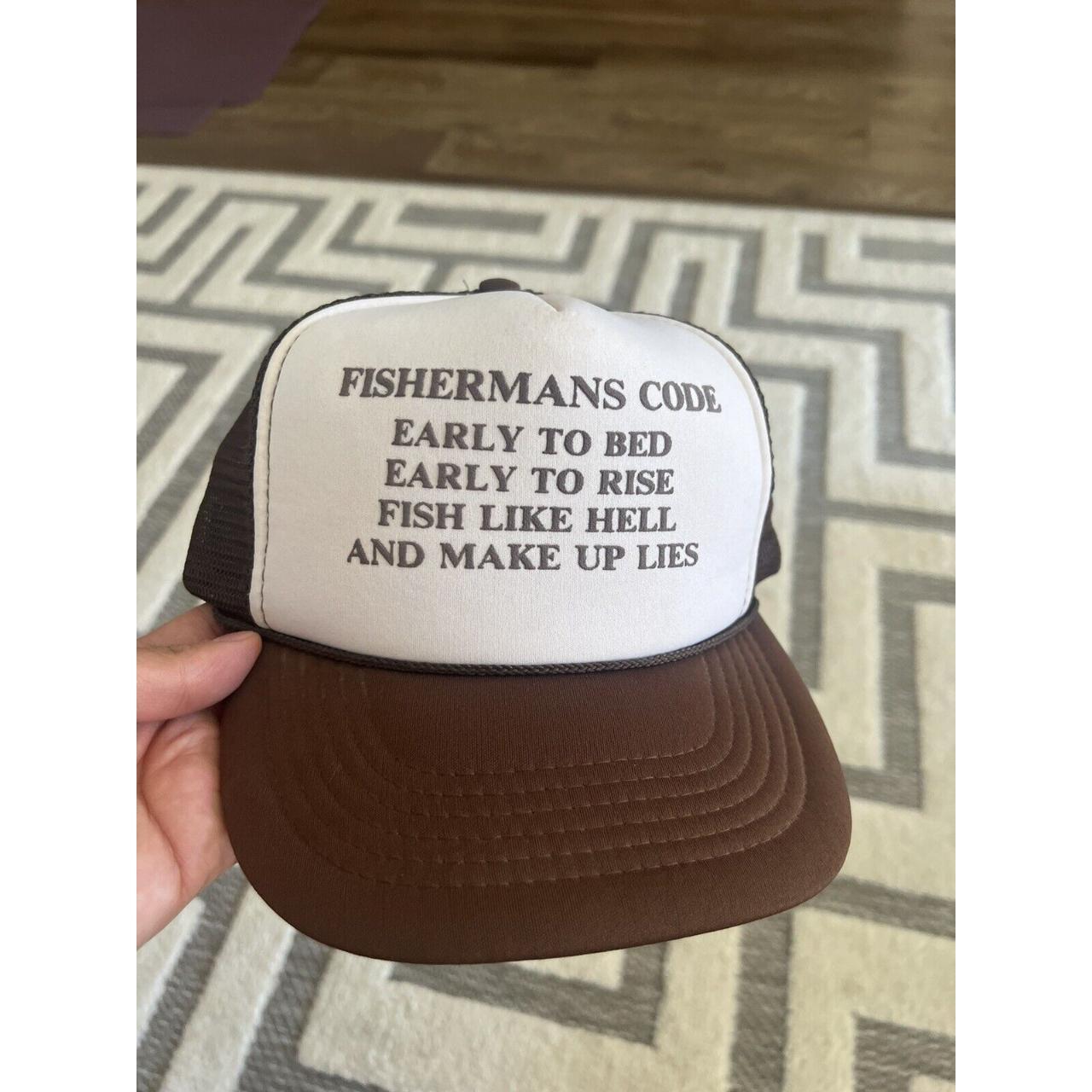 Vintage Fishing FIshermans Code Funny Trucker Snap - Depop