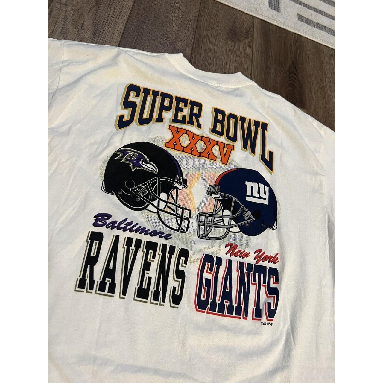 Vintage Super Bowl XXXV BALTIMORE RAVENS vs NEW YORK GIANTS T-Shirt Sz XL