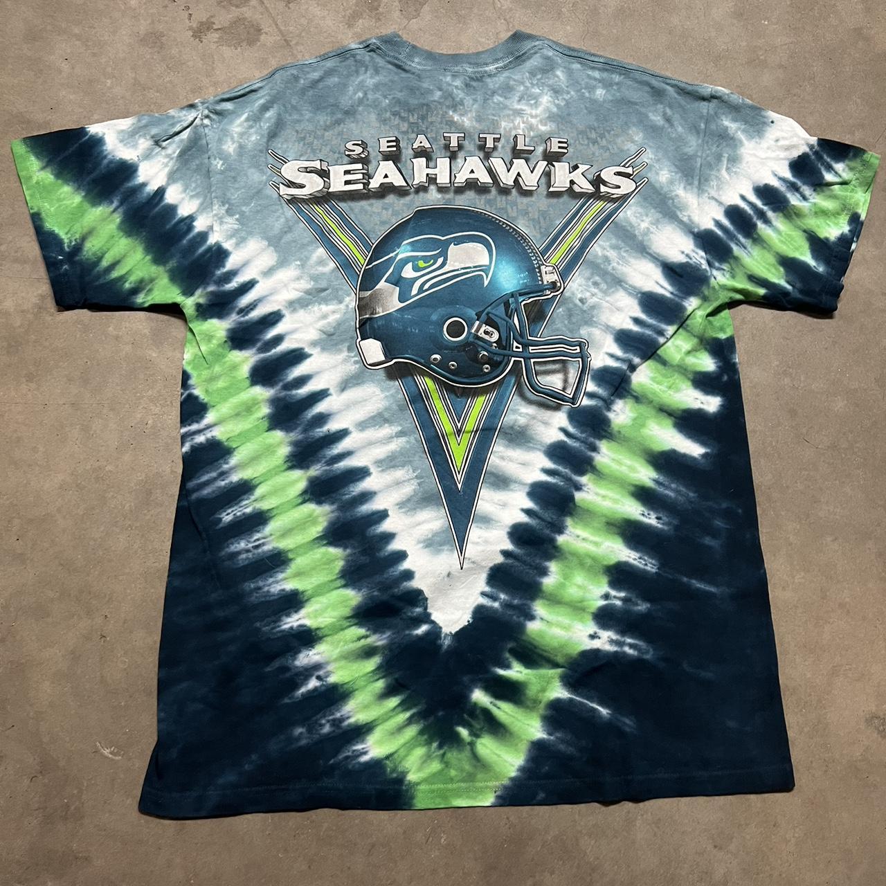 Men's Majestic Navy/Neon Green Seattle Seahawks V Tie-Dye T-Shirt