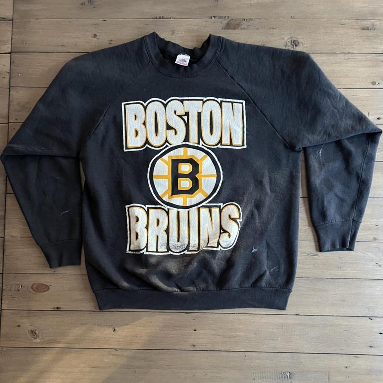 Vintage 1990s 90s Boston Bruins B spool NHL crewneck - Depop