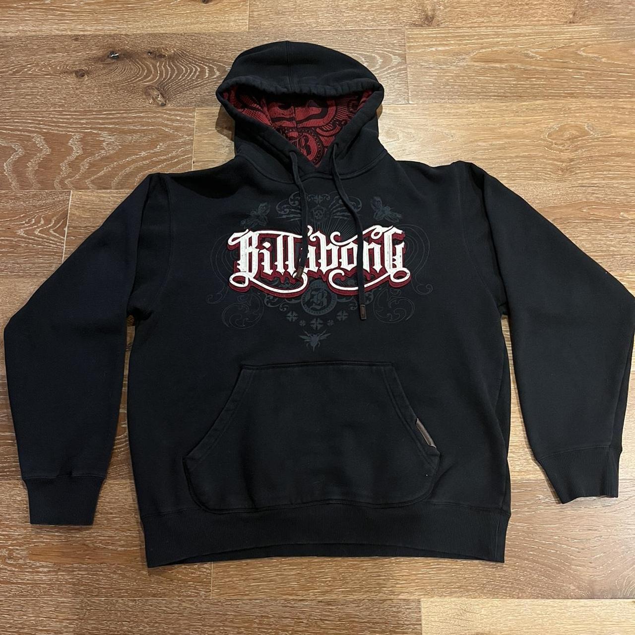 Billabong Men's Black and Red Hoodie | Depop