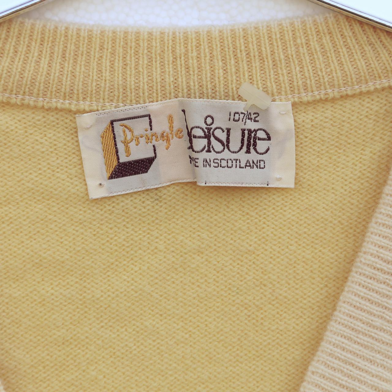 Pringle Of high quality Scotland S Cashmere Pullover Sweater Ribbon Print 90 80s Ivory Yellow