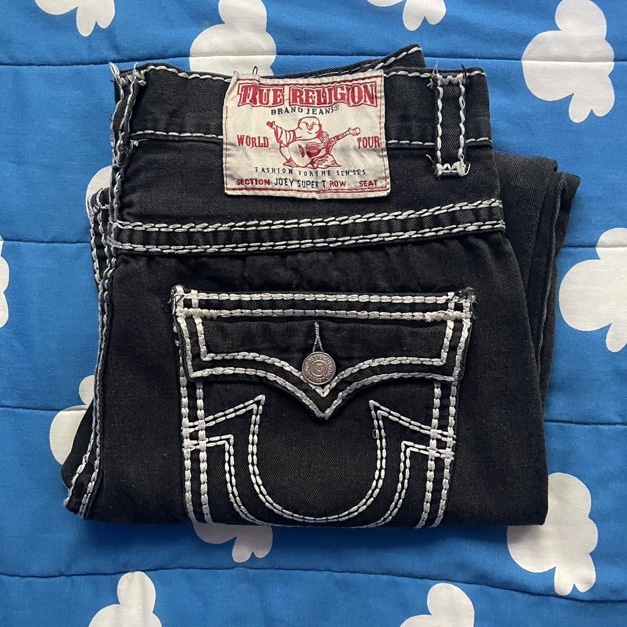 Made in USA x True Religion Joey Super T Jeans Black... - Depop