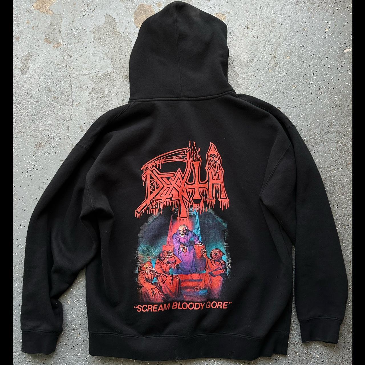 vintage death metal band zip up hoodie by Death!!... - Depop