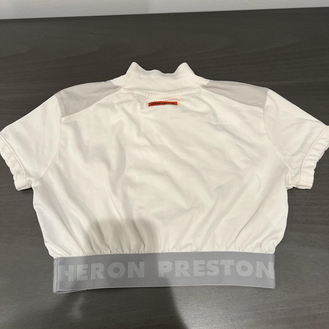 Heron Preston White & Grey 'Style' Crop... - Depop