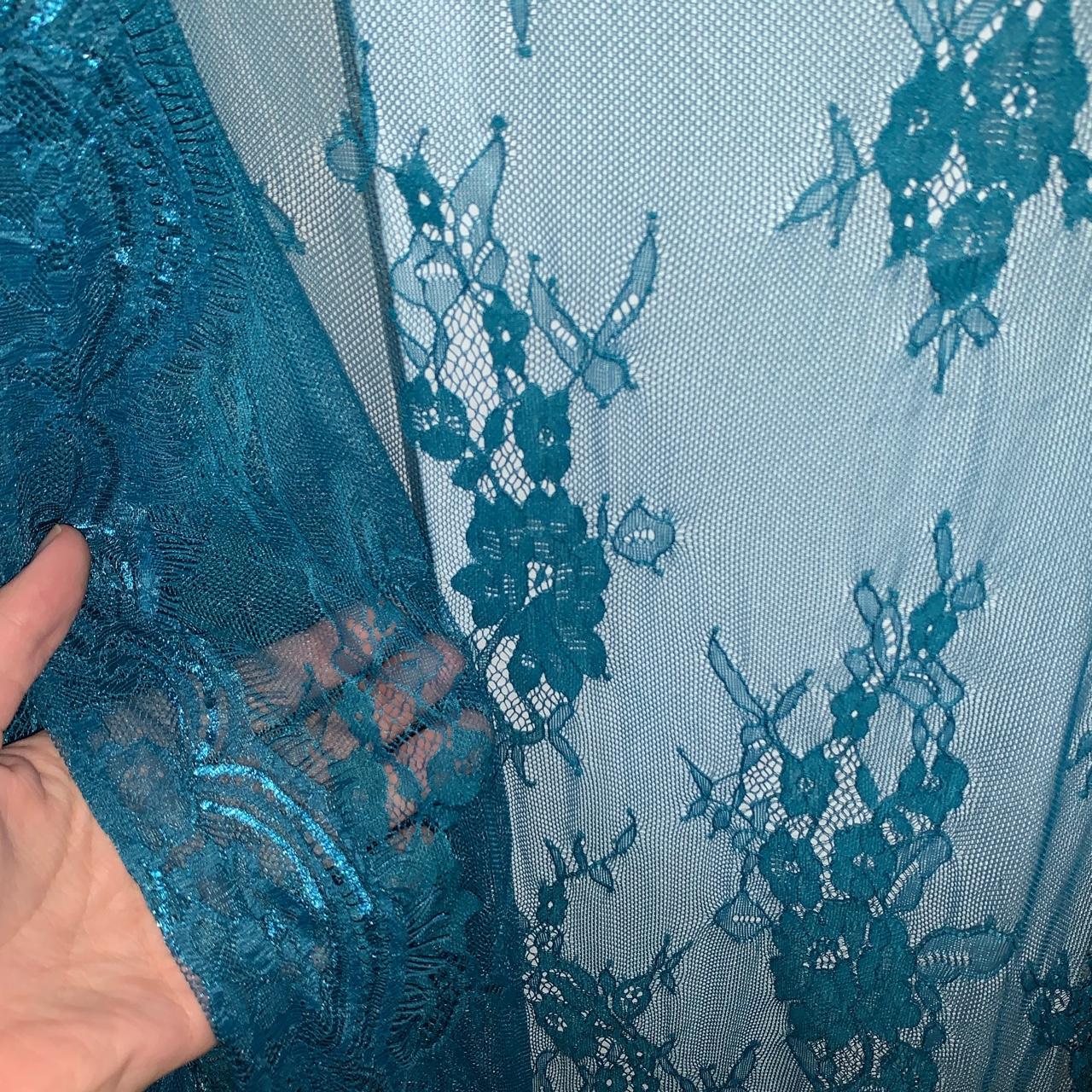 blue swim cover up! kind of see through and lacey vibe - Depop