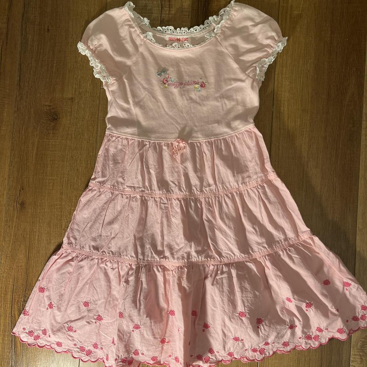 Repop Rare Baby Pink Mezzo Piano Floral Dress Depop