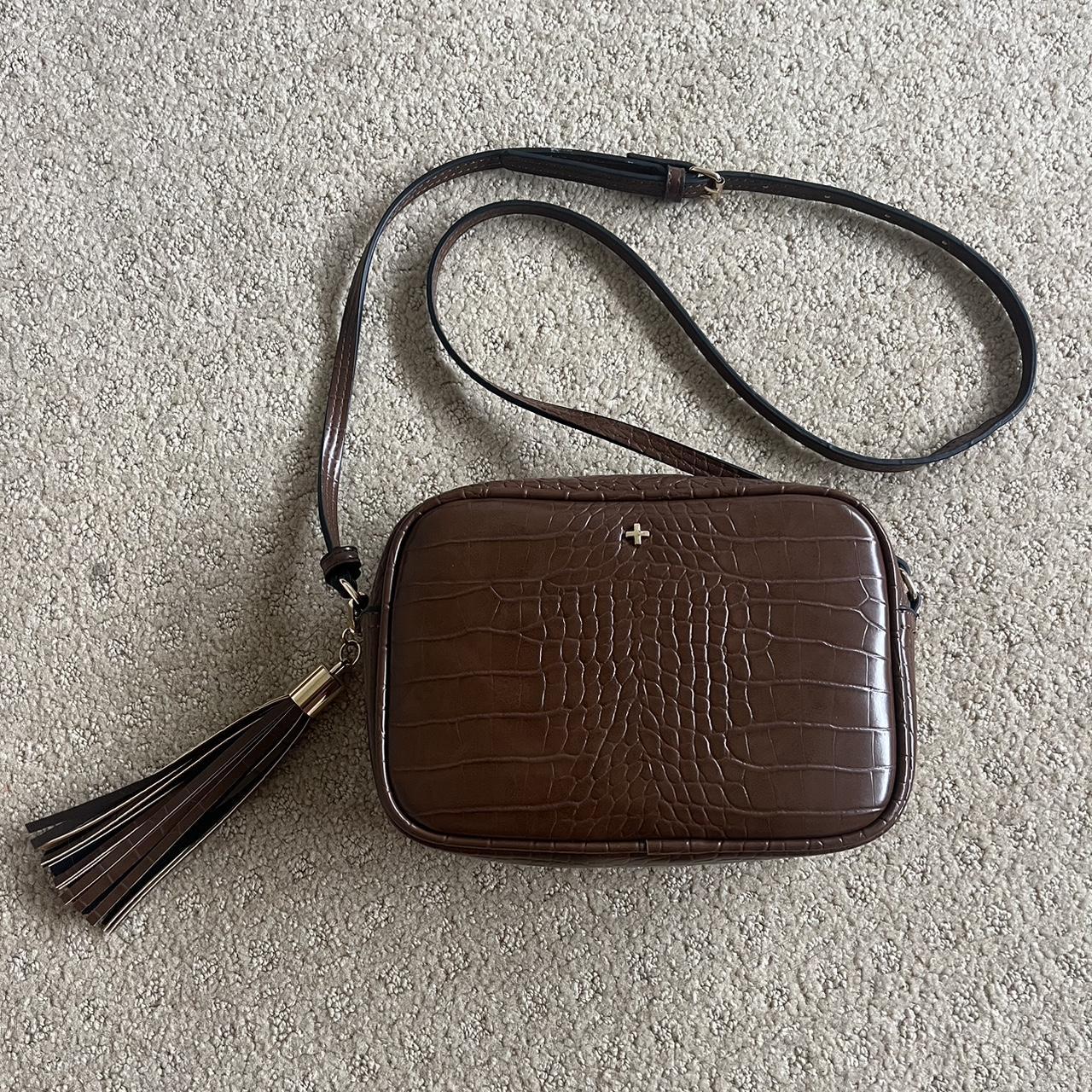 peta jain brown croc vegan leather crossbody purse Depop