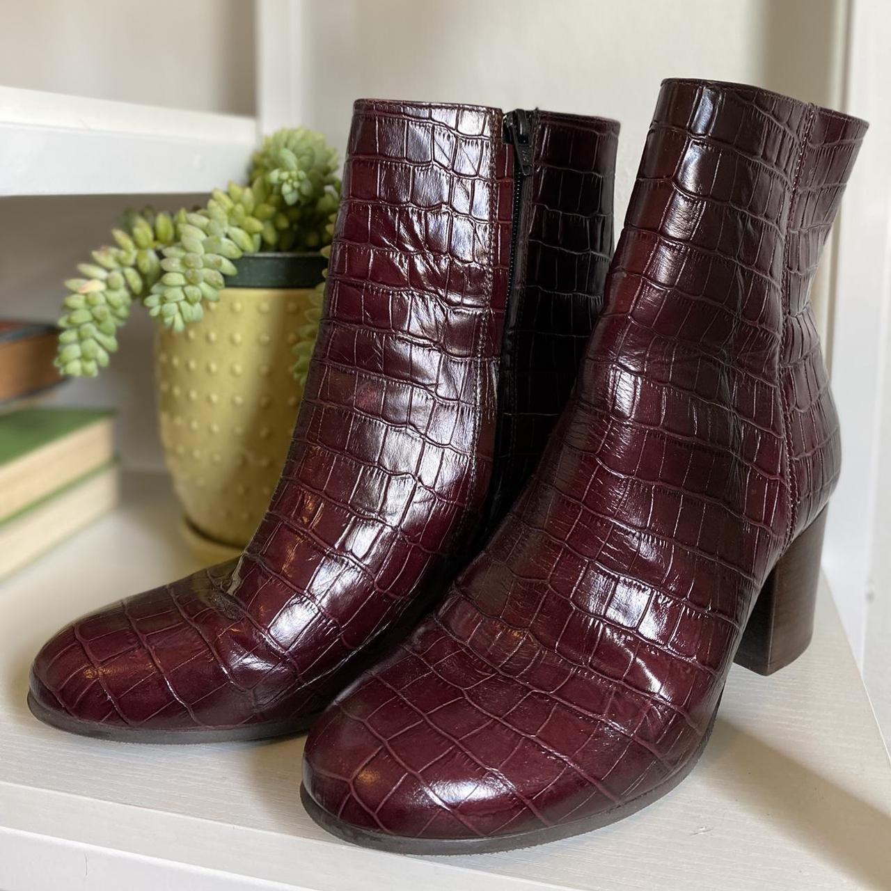 Burgundy croc outlet boots