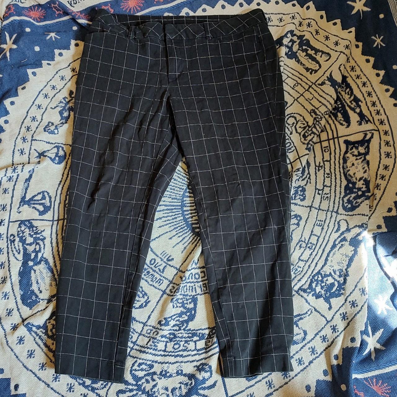 Blak and white plaid women's pants size 16. Tapered... - Depop