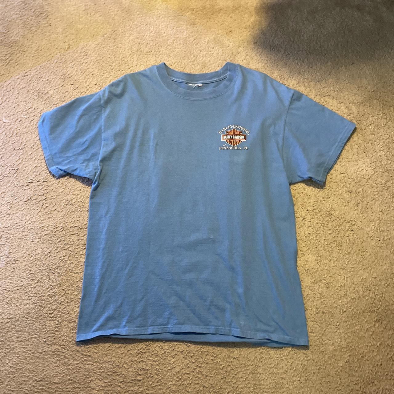 Harley Davidson light blue T-shirt no tag but fits... - Depop