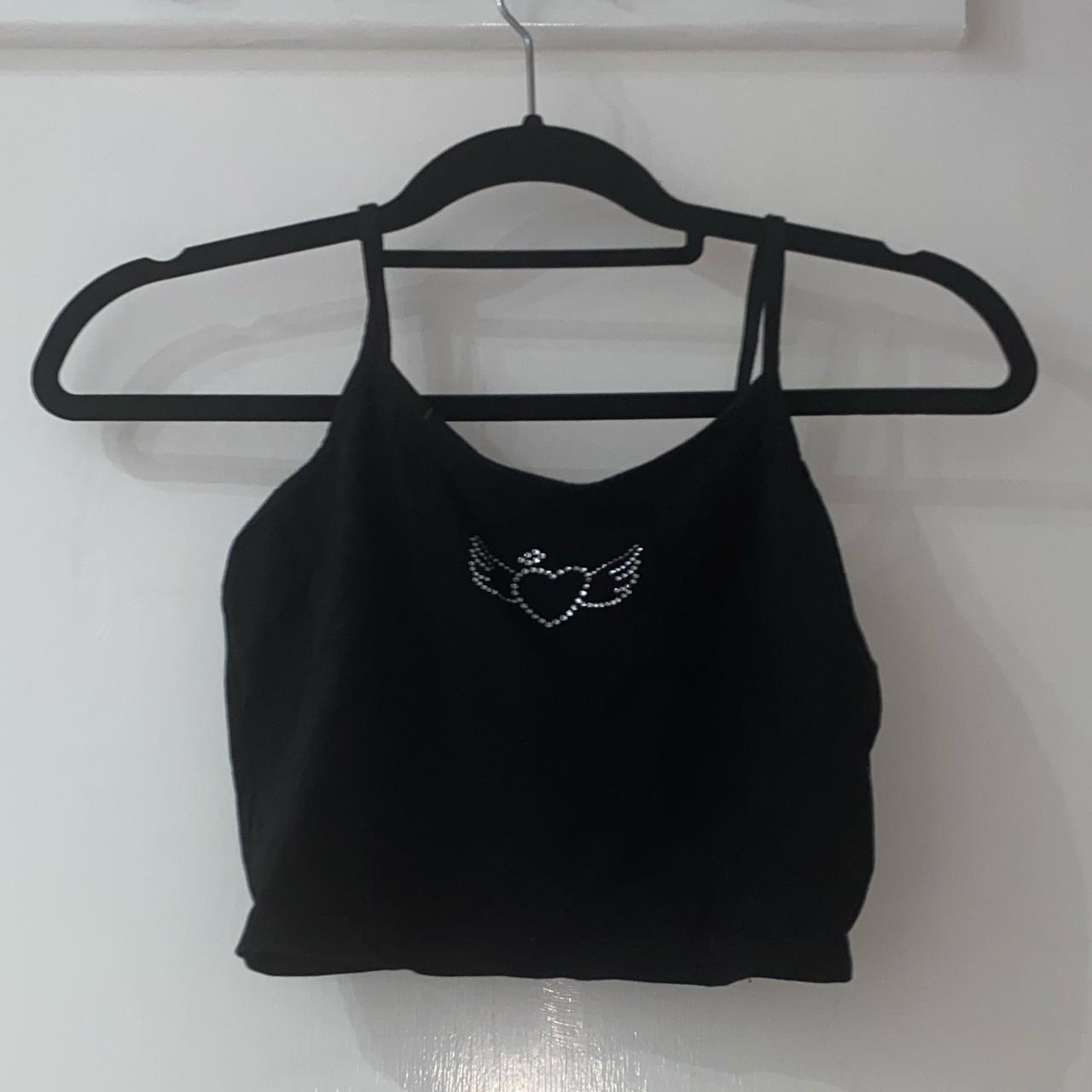 ･ﾟ: * ･ﾟ:* Rhinestone wing crop cami top ･ﾟ:... - Depop