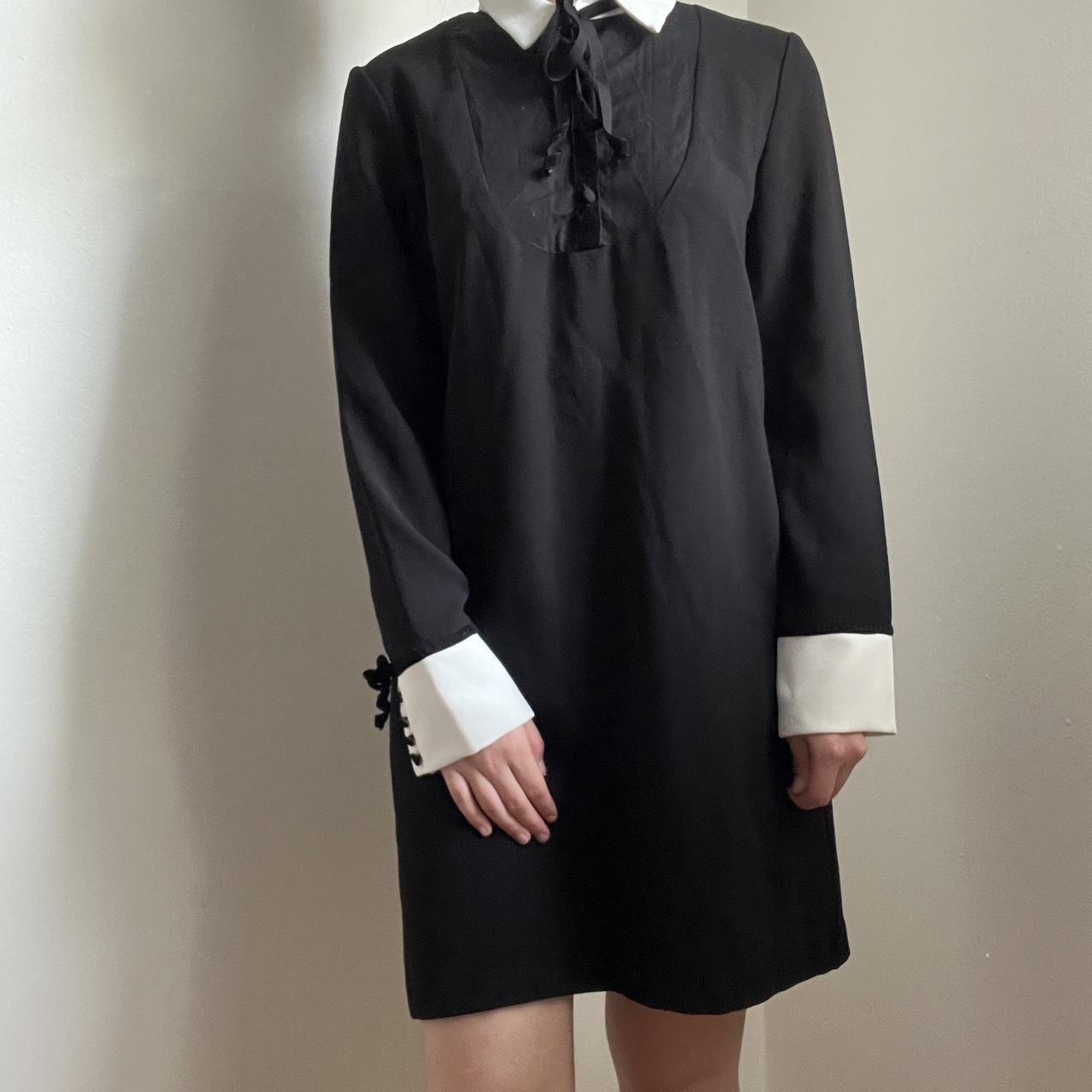 Zara black dress with white outlet collar