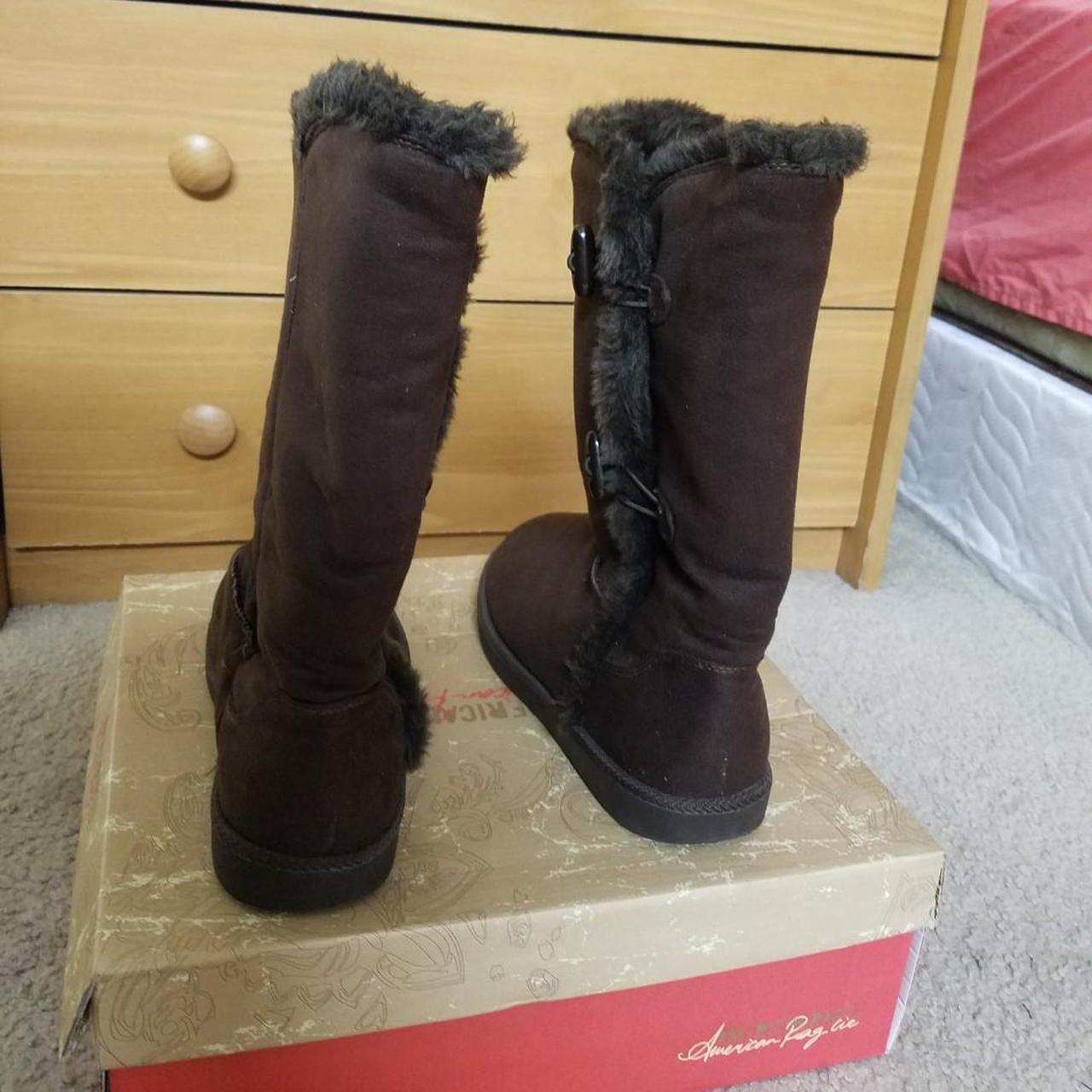 Brown Fur Boots - Depop