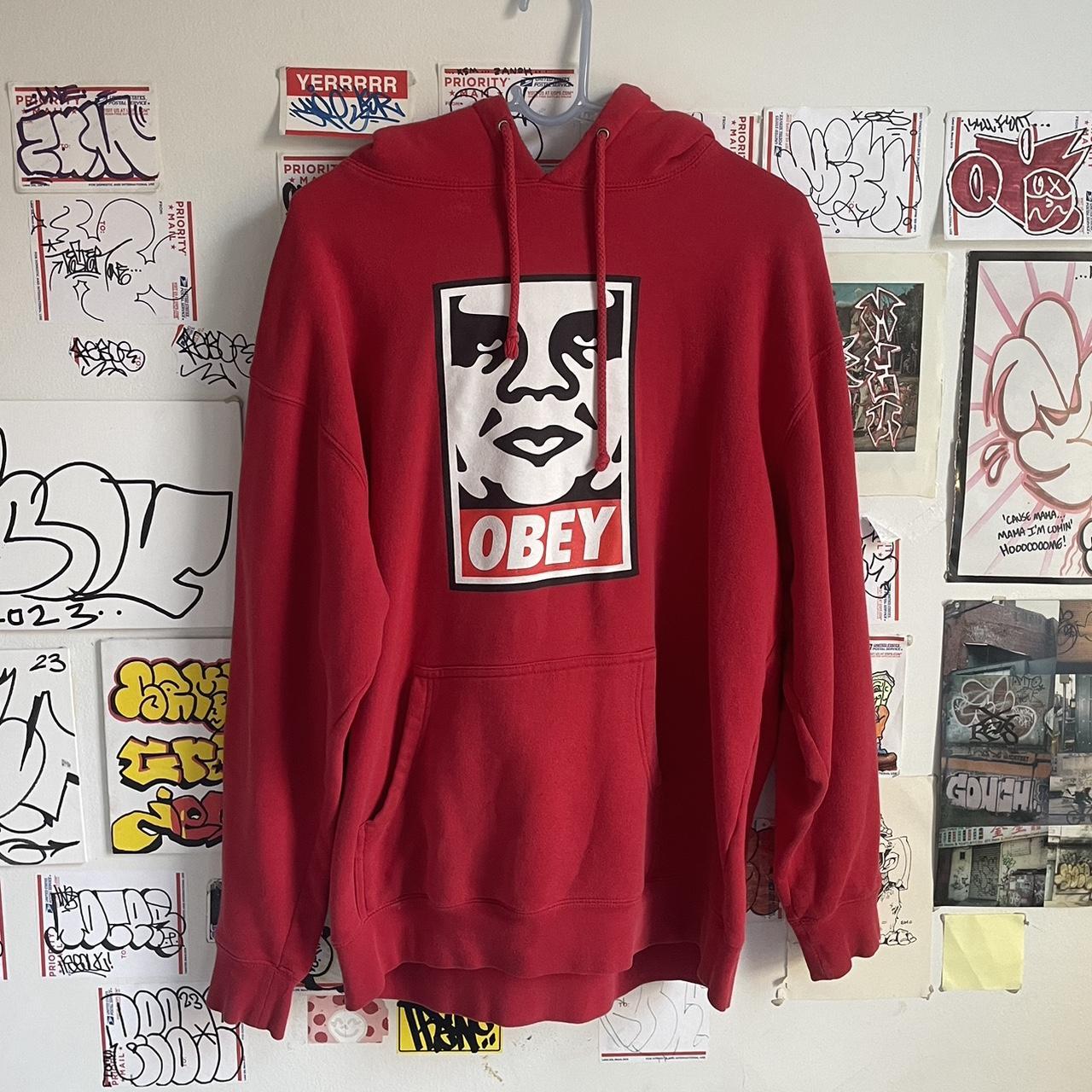 OBEY Red Hoodie Size L supreme skate