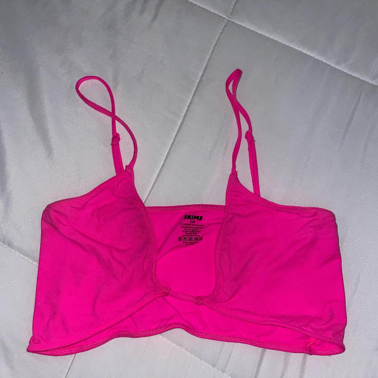 Skims Pink Micro Cording V Crop Top Size deals Large