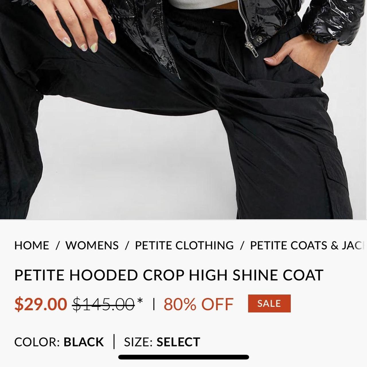 Petite hooded crop high shine outlet coat