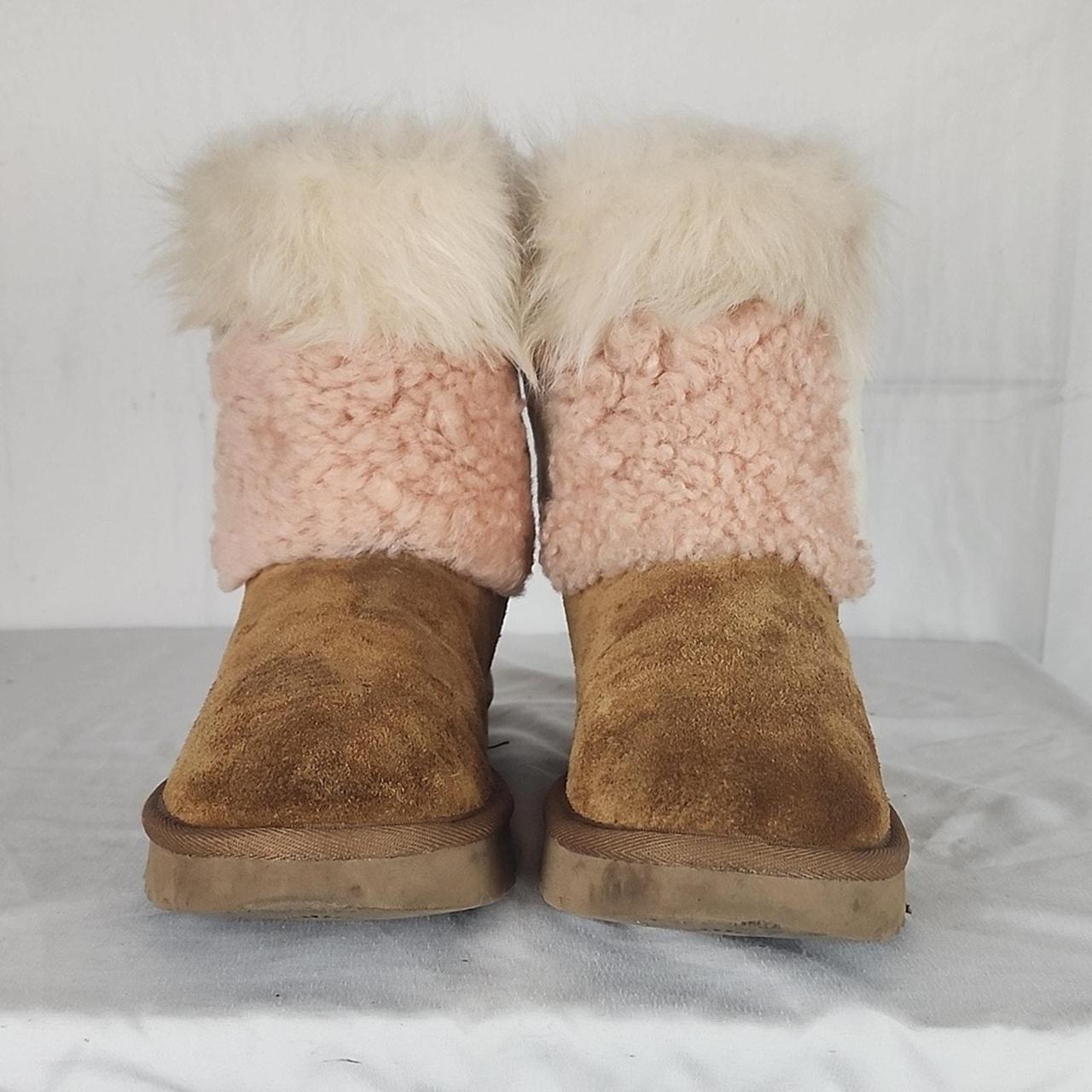 UGG Classic Patchwork Pink and White Fur Lace