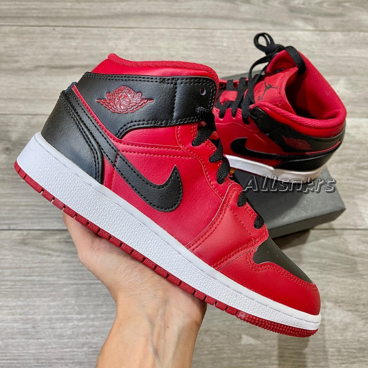 Air Jordan 1 Mid Reverse Bred Comes in youth size... - Depop