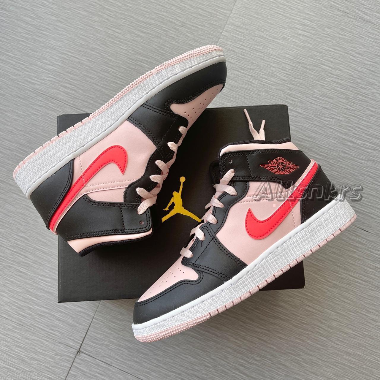 Air Jordan 1 Mid Pink Punch Comes in youth size... - Depop