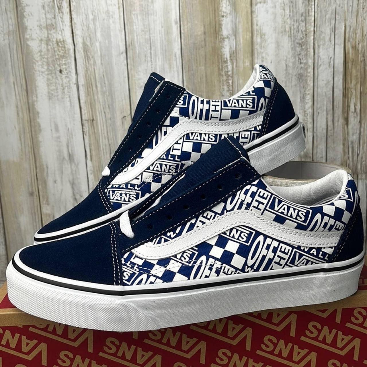 Checkered navy hot sale vans