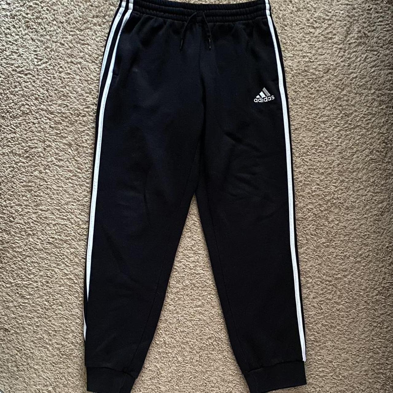 Adidas black jogger sweatpants. Size M. Cuffed... - Depop